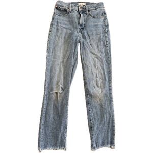 Madewell The Perfect Vintage Jeans Light Blue Raw Hem Sz 26